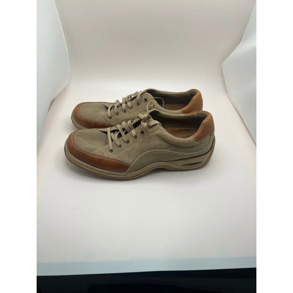 Cole Haan City Mens 10M Tan Canvas Brown Leather Lace Up Casual Shoes C04748